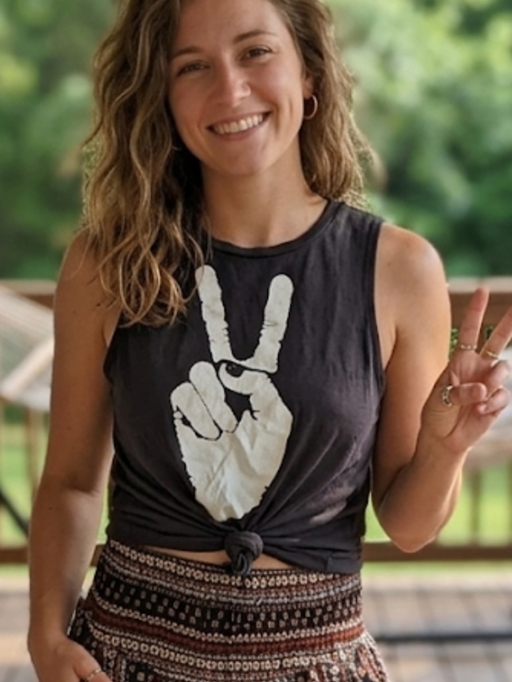 Chaser Black Tank with White Peace Hand Graphic